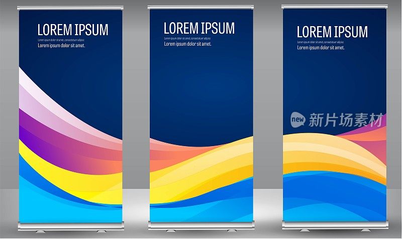 Roll up banner colors shape standee business brochure template design.